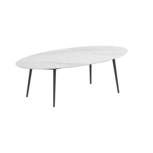 Tavolo da pranzo contemporaneo - STYLETTO - Royal Botania - in ceramica / con supporto in alluminio / ovale