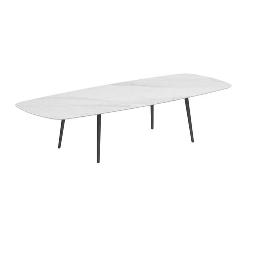 Tavolo da pranzo contemporaneo - STYLETTO - Royal Botania - in teak / in ceramica / con supporto in alluminio