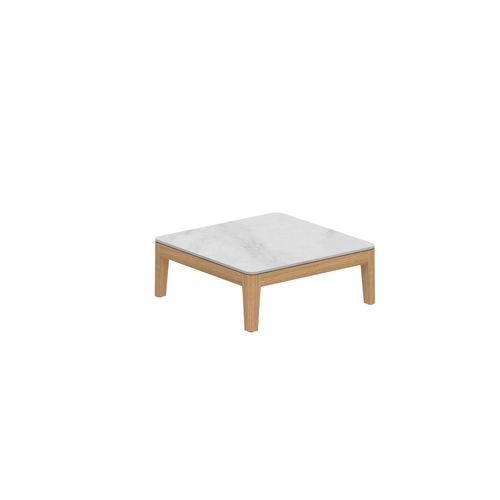 Tavolino basso contemporaneo - CALYPSO 70 - Royal Botania - in teak / con supporto in teak / quadrato
