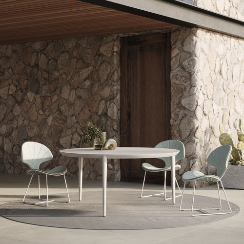Tavolo da pranzo contemporaneo - U-NITE - Royal Botania - in teak / in ceramica / con supporto in alluminio