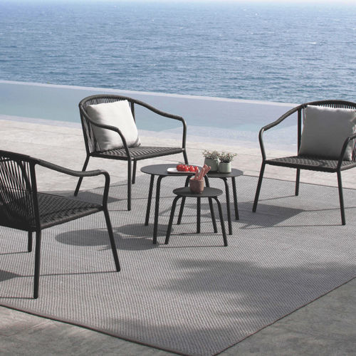 Tavolo d'appoggio contemporaneo - SAMBA  - Royal Botania - in alluminio / con supporto in alluminio / rotondo