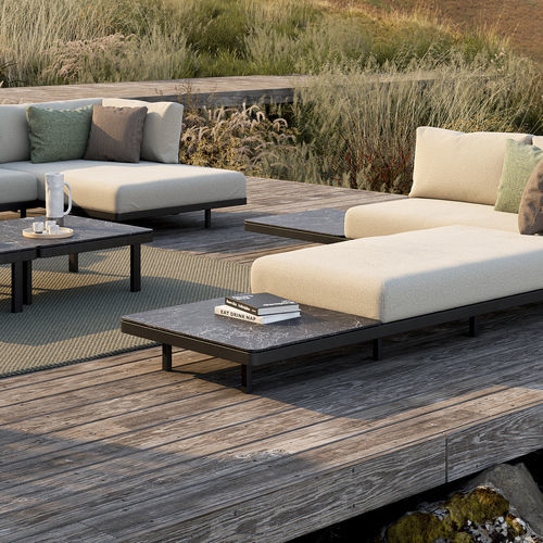 Tavolo d'appoggio contemporaneo - ALURA - Royal Botania - in teak / in ceramica / con supporto in alluminio