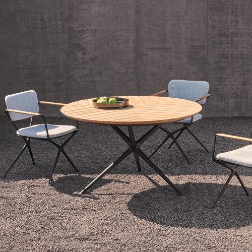 Tavolo da pranzo contemporaneo -  EXES - Royal Botania - in teak / in ceramica / con supporto in alluminio
