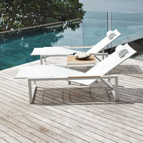 Lettino prendisole contemporaneo - NINIX - Royal Botania - in Batyline® / in acciaio inossidabile / a slitta