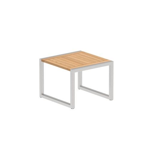 Tavolo d'appoggio contemporaneo - NINIX - Royal Botania - in teak / in ceramica / con supporto in acciaio inossidabile