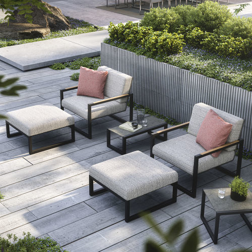 Poltrona contemporanea - NINIX - Royal Botania - in Batyline® / in acciaio inossidabile / grigia