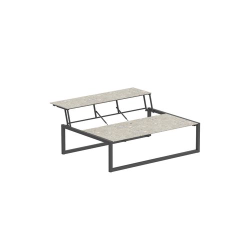Tavolino basso contemporaneo - NINIX - Royal Botania - in ceramica / con supporto in acciaio inossidabile / rettangolare
