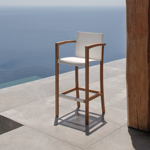 Sedia alta contemporanea - XQI - Royal Botania - da esterno / in Batyline® / con supporto in teak