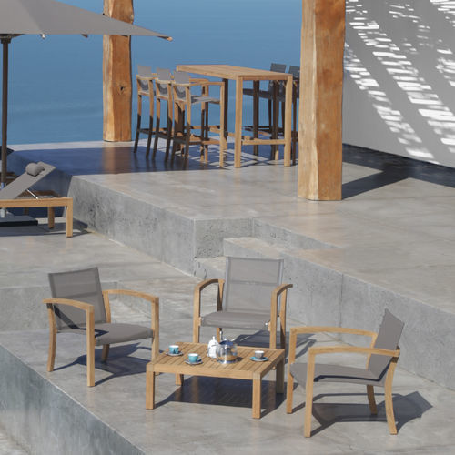 Poltrona contemporanea - XQI - Royal Botania - in Batyline® / in teak / impilabile
