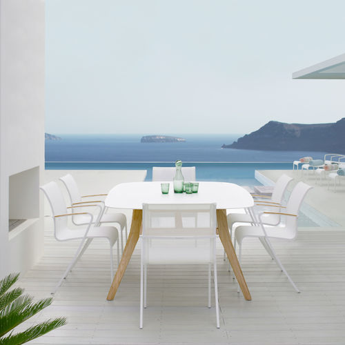 Tavolo da pranzo contemporaneo - ZIDIZ - Royal Botania - in teak / con supporto in teak / rettangolare