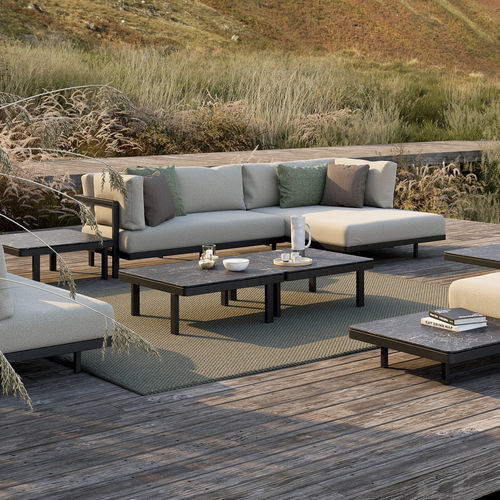 Tavolino basso contemporaneo - ALURA - Royal Botania - in ceramica / con supporto in alluminio / rettangolare