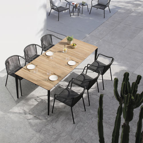 Tavolo da pranzo contemporaneo - U-NITE - Royal Botania - in teak / in ceramica / con supporto in teak