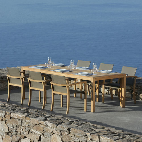 Tavolo da pranzo contemporaneo - XQI - Royal Botania - in teak / con supporto in teak / rettangolare