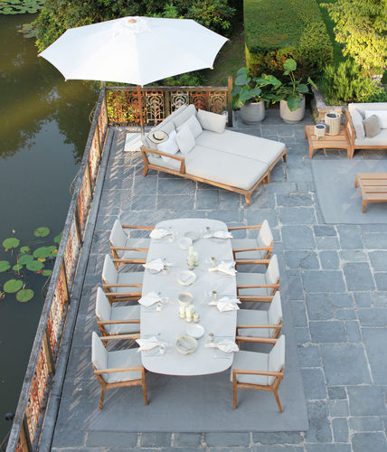 Tavolo da pranzo contemporaneo - ZIDIZ - Royal Botania - in teak / in ceramica / con supporto in teak