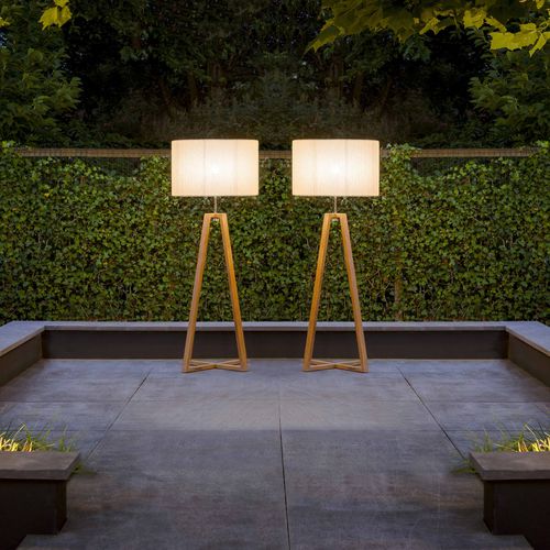 Lampada da terra - CLUB - Royal Botania - in acciaio inossidabile / in teak / contemporanea