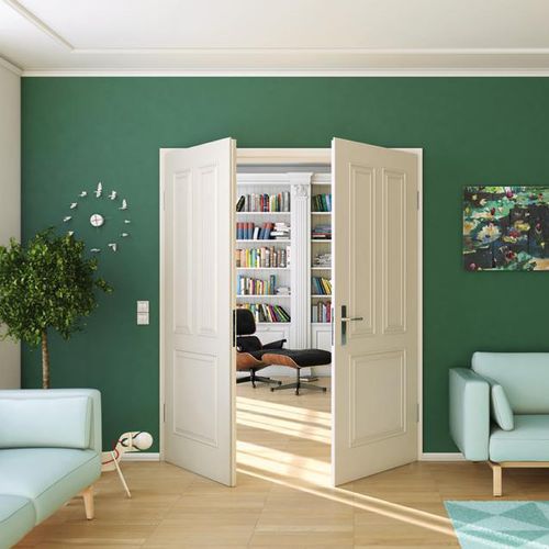 Porta da interno - COTTAGE - Lebo - in legno / battente / semivetrata