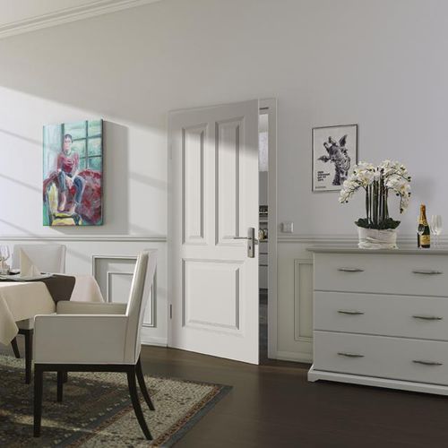 Porta da interno - FINESSE - Lebo - in legno / battente / semivetrata