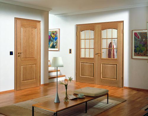 Porta da interno - ELEGANCE - Lebo - in rovere / battente / semivetrata
