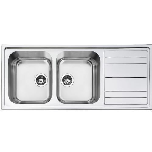 Lavello a 2 vasche - LPR116SA - SMEG - con gocciolatoio / in acciaio inossidabile / da incasso