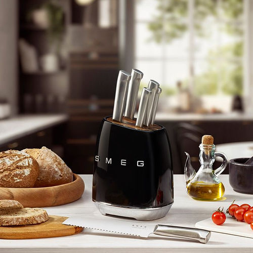 Coltello da pane con manico in metallo - KBSF02BL - SMEG - con lama in metallo