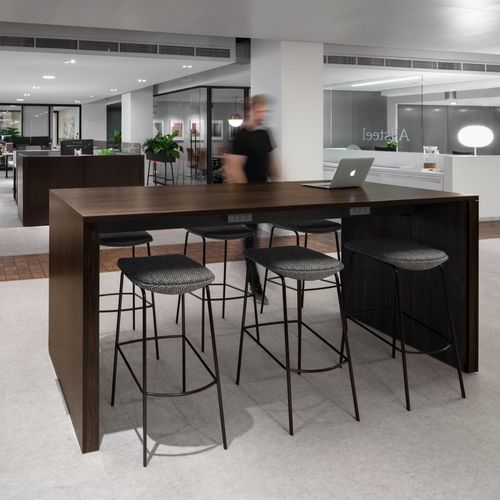 Tavolo alto contemporaneo - HARVEST - Allsteel - in legno / con supporto in legno / rettangolare