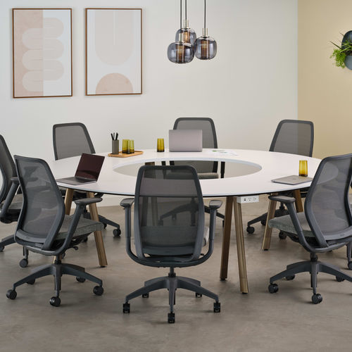 Tavolo da conferenza contemporaneo - ADMIX  - Allsteel - in laminato / con supporto in metallo / angolare