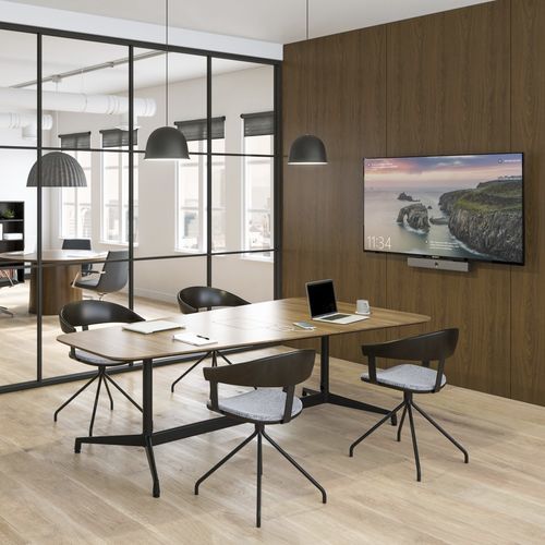 Tavolo da lavoro contemporaneo - BRIEFING - Allsteel - in legno / con supporto in legno / rettangolare