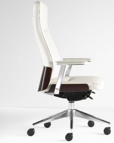 Poltrona direzionale contemporaneo - OLLA  - Gunlocke - in pelle / in legno / con schienale alto