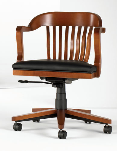 Poltrona da ufficio classica - BANK OF ENGLAND  - Gunlocke - in pelle / in legno / ad altezza regolabile