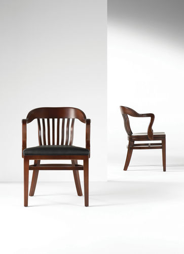 Sedia visitatore in stile - BANK OF ENGLAND - Gunlocke - in pelle / con supporto in legno / imbottita