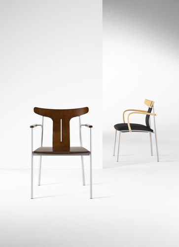 Sedia visitatore contemporanea - VILI - Gunlocke - in tessuto / in legno / imbottita