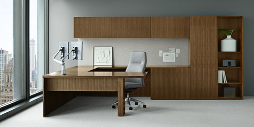 Scrivania per open space - CREDENTIALS - Gunlocke - contemporanea / impiallacciata in legno / con contenitore