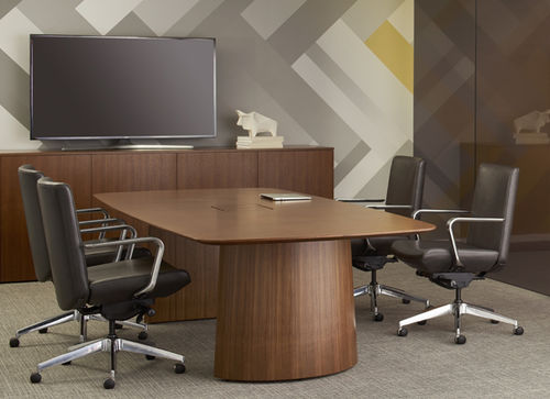 Tavolo da riunione contemporaneo - BRIEFING™ - Gunlocke - in laminato / rotondo / ovale