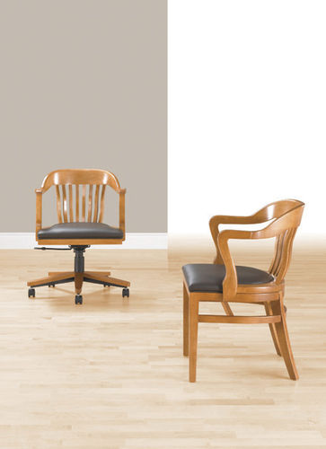 Poltrona visitatore classica - BANK OF ENGLAND  - Gunlocke - in pelle / in legno / ad altezza regolabile