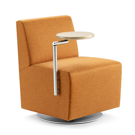 Poltrona visitatore contemporanea - ROUNDABOUT - Gunlocke - in pelle / in tessuto / con tavoletta