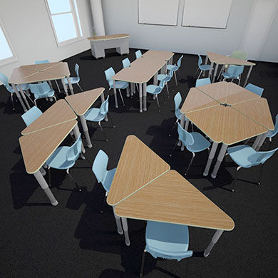 Tavolo per corsi di formazione contemporaneo - INTERCHANGE™ WING  - smith system - in metallo / in laminato / triangolare