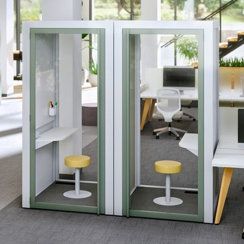 Isola di privacy per ufficio acustica - WIGGLEROOM - KI - in metallo / in tessuto / in vetro
