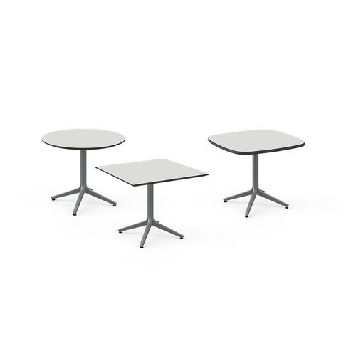 Tavolino basso moderno - TRIBUTAIRE&trade; - KI - in laminato / con supporto in metallo cromato / rettangolare