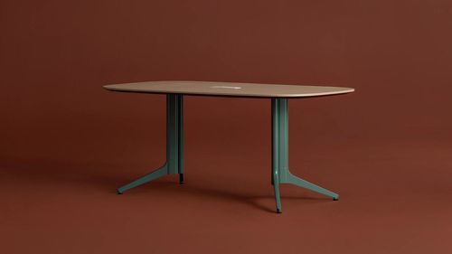 Tavolo design minimalista - TRIBUTAIRE&trade; - KI - in cromo / con supporto in alluminio / rettangolare