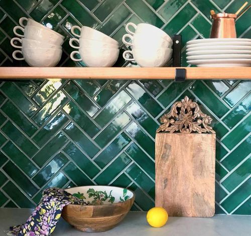 Piastrella in ceramica - HERRINGBONE - Mercury Mosaics - lucida / da interno / da parete
