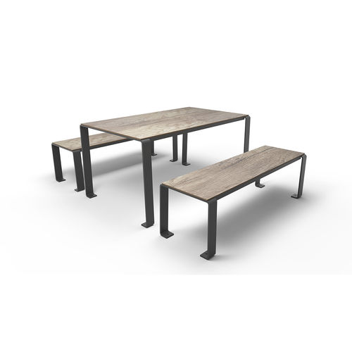 Set tavolo e panca contemporaneo - CONVIVE - GUYON - in metallo / in laminato / da terrazza