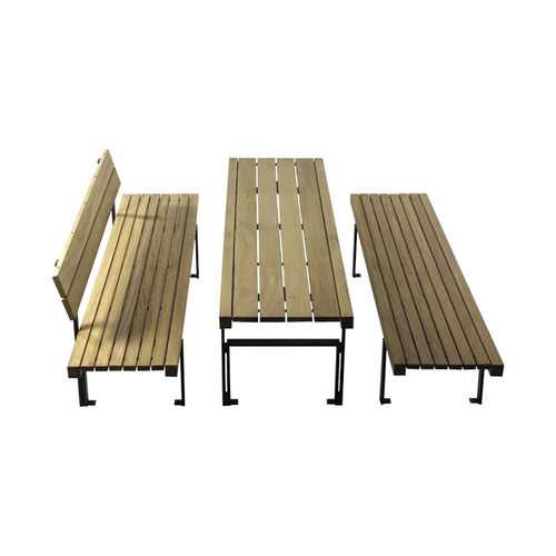 Tavolo da picnic contemporaneo - LINEA TAVOLO - GUYON - in metallo / in legno esotico / con supporto in metallo
