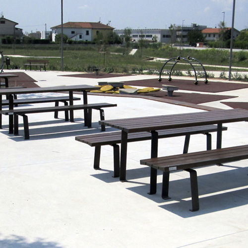 Tavolo da picnic contemporaneo - ZETA  - GUYON - in legno / con supporto in metallo / rettangolare