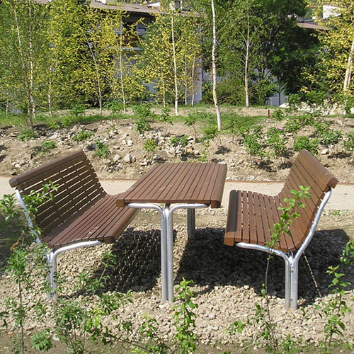 Tavolo da picnic classico - 324 T - GUYON - in metallo / in legno / con supporto in metallo
