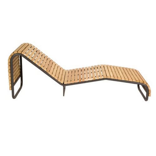 Lettino prendisole classico - GUYON - in legno / in poliestere / in metallo