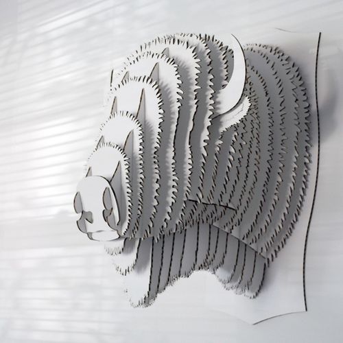 Scultura in cartone - BILLY BISON HEAD  - cardboard safari - da parete