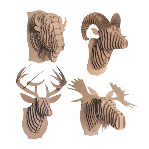Scultura in cartone - NORTH AMERICAN ANIMALS SET - cardboard safari - da parete