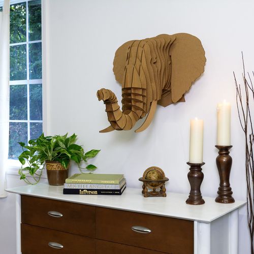 Scultura in cartone - EYAN ELEPHANT HEAD - cardboard safari - da parete