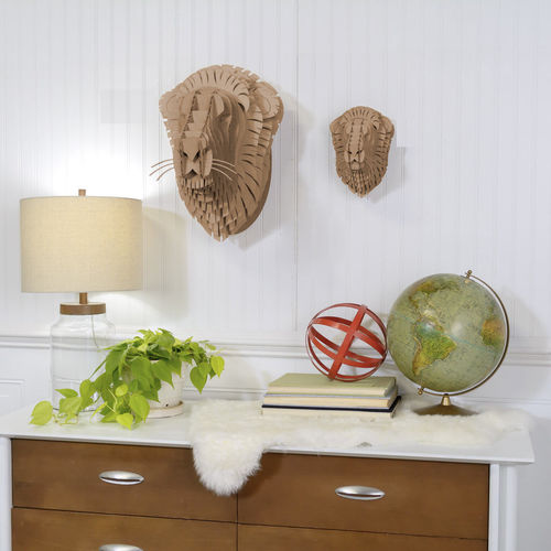 Scultura in cartone - LEON LION HEAD - cardboard safari - da parete