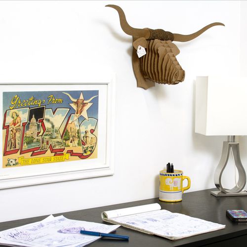 Scultura in cartone - TEX LONGHORN HEAD - cardboard safari - da parete